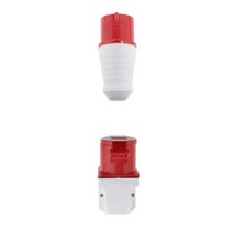 GHSHOP 2pcs (플러그 + 소켓) 4 핀 표면 방수 플러그 3p + e ip44 380v 32a, 135x65x60mm, 레드 + 화이트, 플라스틱