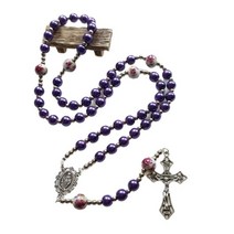 십자가팬던트 예수 십자가 묵주 목걸이 가톨릭 구슬 긴 체인 여성 보석 선물 십대 드롭 배송, 03 Purple