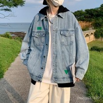 가을 겨울 레터링 보카시 데님 코트 남녀 캐주얼 점퍼