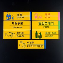 분리수거표지 쓰레기통 분리수거스티커 포맥스 분리수거 안내판 표지판 인테리어소품 디자인문패 아크릴안내판 분리수거안내판, 종이류