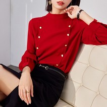 넷투넷코리아 여성 루즈핏 블라우스 라운드넥 더블 기본 단색 정장