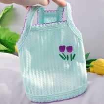 유엔펫 중형견옷 반려견옷 귀여운 강아지 여름 멜빵 꽃 자수 개 의류 곰 조끼 반려견 드레스 제품, [04] L, [01] Blue