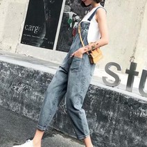 귀여운 여친룩 데님 멜빵팬츠