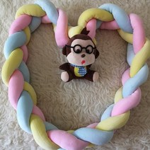범퍼 침대 패드 아기 가드 토퍼 브레이드 매듭 베개 쿠션 3M/2M/1.5M/1M 유아용 보호용 룸 장식, [16] Pink Yellow Blue 3M