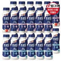 [빙그레]요플레 프로틴 드링크 210g x 24개 /단백질/유산균, 요플레 프로틴 드링크 플레인12개+딸기바나나12개