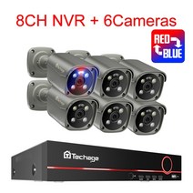 안전한 Techage-4K 보안 카메라 시스템 울트라 HD 8MP POE NVR 양방향 오디오 얼굴 감지 컬러 나이트 비전, 03 8CH NVR 6PCS Camera_02 1T