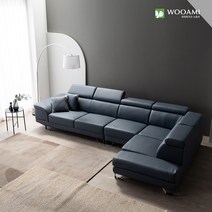 우아미 베소 6인 카우치 코너형 가죽 소파 2color, 블루