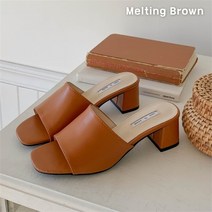 로즈블로썸 멜팅브라운 여성 데일리 미들힐 토오픈 뮬 슬리퍼 9color (8258940)
