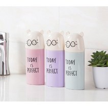 엔젤플러스 어린이집양치컵세트 양치통 휴대용 캐릭터 컵 칫솔보관케이스 칫솔보관함 유아 유치원 초등학교, 곰돌이칫솔통스카이블루