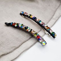 에떼리본 큐빅바나나핀 앤 자동핀2P세트 크리스탈큐빅 스톤 바나나핀 머리핀 포니테일