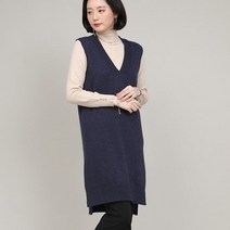 애비뉴투지 엄마옷 깊은 브이 울 여성 봄 가을 겨울 롱 니트 조끼 V01356 50대 60대 중년여성