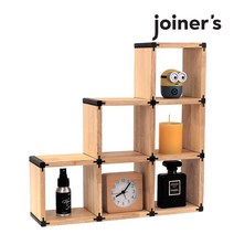 조이너스 원목 미니 조립 선반 3단 3열(6칸) 수납/정리/보관 나무 진열대 틈새 장식장 사무실 책상 피규어 레고 받침대 홈카페, 브라운