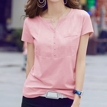 데일로엔 여성용 린넨 브이넥 반팔 티셔츠