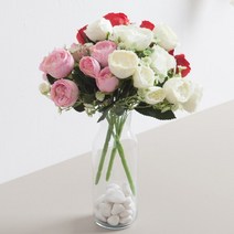 바보사랑 오스틴장미부쉬 25cm (조화) FAIAFT.플라워트리, 핑크