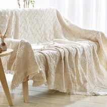 [Myshe]북유럽풍 베드러너 소파커버 덮개 담요 j611, 90 * 90cm + 화이트 헤링본