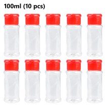 1/5/10pcs 100ml 플라스틱 애완 동물 명확한 향미료 소금 병 항아리 조미료 셰이커 부엌 조미료 콘테이너 모자 셰이커 뚜껑 Bottling, 10Pcs Red, 하나