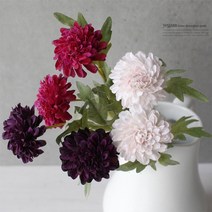 cocooning 꽃리스 가렌드 조화부케 3color 2송이 데이지꽃 인테리어 조화, 진핑크