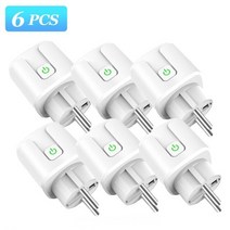 스마트싱스 스마트플러그 Tuya 20A 4400W WiFi EU 스마트 플러그 220V 전원 모니터 무선 소켓 Smart Life App Alexa Google 홈 Yandex, [05] 6 pieces, 05 6 pieces