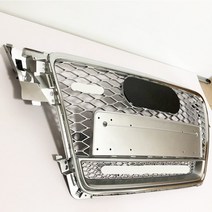 전면 스포츠 육각 메쉬 허니 콤 후드 그릴 실버 아우디 A4/S4/콰트로 B8 2009, 02 Chrome Emblem