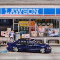 Street Weapon 1:64 벤츠 S600 W140 자동차 다이케스트 모형, 푸른
