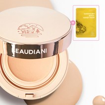 뷰디아니 메쉬 타이트 업 쿠션 쿠션팩트 노세범 파운데이션 밀착력좋은 커버력좋은 촉촉한 톤업 물광 승무원 건성 철벽녀쿠션 묻어나지않는 마스크에안묻는 실크 빅커버 하이커버리지 시카, [본품] 02호 1개 + 허니 마스크 1매