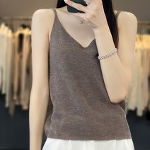 블랙 여성 울 나시 탑 크롭티 티셔츠 맨투맨 레이어드티 끈 나시티 브이넥 6가지 색상