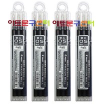 PILOT 프릭션 지워지는 노크식 단색 볼펜 0.5mm 리필심 3본입 x 4개, 블랙4개