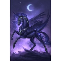 보석십자수 유니콘과 달 나비 행운 기운상승 꿈해몽 복을 얻게 되는 풍수 일러스트 집콕취미 선물용 액자없음 비즈 큐빅 구슬 수제공예 DIY만들기세트 23종, 달빛유니콘09, 40*50CM