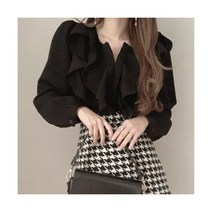 목프릴블라우스 어깨 셔링 퍼프 노카라 결혼식 흰색 블라우스
