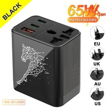 가성비휴대용 65W GaN 고속충전기 미국플매트 카펫 러그 여행용 전원 어댑터 맥북 프로 12 소켓 헤, 03 Black-CHAMUT132-2D