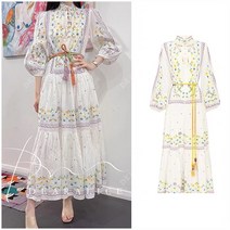 수입원피스 화이트 자수 플로럴 dress 명품스타일