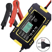 납산 배터리 자동차 배터리 충전기 12V/6A 펄스 수리 LCD 디스플레이 스마트 빠른 AGM 딥 사이클 젤 납 산, 07 Yellow EU Plug