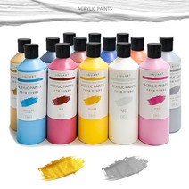 아크릴물감 대용량 500ml 지누아트 전문가용 아크릴물감세트 푸어링아트, 레드