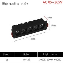 차량용 안개등 LED 전조등LED 라인 다운라이트 매립형 직사각형 그릴 천장 조명 4W 10W 20W 30W AC85 ~ 26, 02 Pure white, 07 HQ Black body 10W