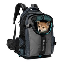 ROCCOPET 강아지 캐리어 백팩 소형견을 위한 반려동물 캐리어 백팩 통기성 시스템 하이킹 캠핑 여행용 방수 강아지 백팩 - 청록색, Grey+Black+Green