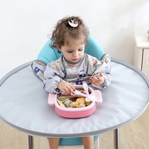 B.beroo 아이 자기주도밥먹기 이유식 턱받이 매트 세트 (긴소매턱받이2벌+방수매트+보관용가방 ), 그레이