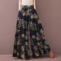 슬랙스 여자 팬츠 화려한 프린트 린넨 빅사이즈 여름 바지 플리츠 일바지 꽃 몸빼 핫핑크 바지 옆지퍼 레자 부츠컷 키큰여자 아이보리