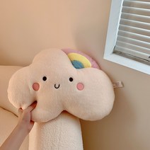 구름 쿠션 붙박이의자쿠션 사무실 의자 쿠션 등방석 소형등 인테리어 포인트, 베이지 색 무지개 구름