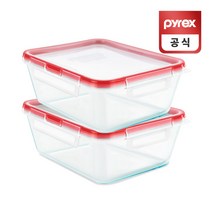 코렐 파이렉스 사각 프레쉬락 밀폐용기 1.9L 2p세트, 없음