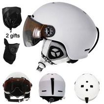 스노우 스키헬멧 보드 헬멧 스노우보드 OCE 스키 고글 통합 PC + EPS CE 인증 여성 남성, XL (61-64cm), White