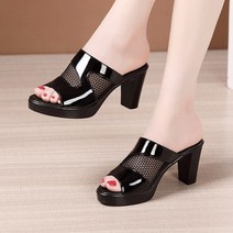 후아나야 여성슬리퍼 하이힐 가보시킬힐 메시 슬리퍼 오픈토 7cm