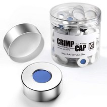 Ks-Tek 20mm 알루미늄 크림프 씰 캡 PTFE/블루 실리콘 셉타 (실버) 100pk