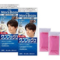 [새치염색] 흰머리 염색 남성용 의약외품 호유 멘즈 비겐 원푸시7 내추럴 블랙 1제 40g2제 40g, 5(내추럴브라운)