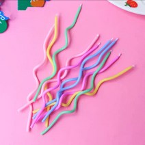 /국내배송/ 무지개&파스텔 얇고 긴 물결초 레터링 생일 케이크 생일초 10개입 1/12팩, 파스텔, 12팩(10개입)