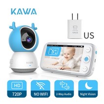 가정용 반려동물 홈캠 KAWA-5 인치 베이비 카메라 오디오 보모 보안 무선 스크린 비디오 인터콤 나이트 비, 2차검수진행_US Plug