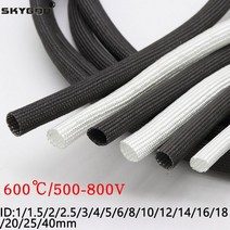 1/5M ID 1mm 40 mm 편조 유리 섬유 슬리브 600 Deg.C 고온 화학 튜브, [14] 14mm, [02] Black, [01] 1 Meter