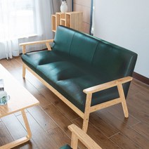 엔틱 소파 가죽 레트로 천연 고풍 넓은 홈쇼핑 거실 북유럽 명품 통가죽, 3인승(1.57m) 39cm, 원목색 선반-그린