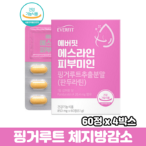 에버핏 에스라인 피부미인 핑거루트 추출분말 체지방감소 다이어트 피부보습 피부건강 판두라틴, 4박스, 60정