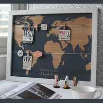 여행버킷리스트 세계지도플랜 메모집게 감성적인 벽걸이사진