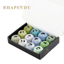 자이언트얀 Rhapsody-프리미엄 크기 8 진주 코튼 자수 스레드 크로스 스티치 DIY 크로셰 뜨개질 머서 이집트 코튼 그린, 중국_12볼 0648 세트 | 사이즈 8